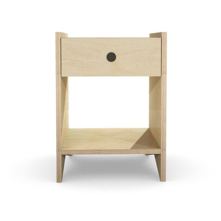 Stolik nocny skandynawski z naturalnej sklejki z szufladą i półką / 39 x 39 cm, wys. 50 cm / N-PIN2