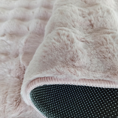 Dywan 3D z długim włosiem typu shaggy i rabbit różowy MERLIN 60x100 cm