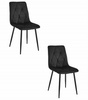 Czarne pikowane krzesła LIBRA (2 sztuki) - Tapicerowane krzesła na czarnych nogach