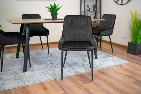 Czarne tapicerowane krzesła z bokami MONZA (3 sztuki) - Proste welurowe krzesła