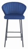 Tapicerowane hokery GATTA - Welurowe, granatowe krzesła barowe z oparciem (zestaw 2)