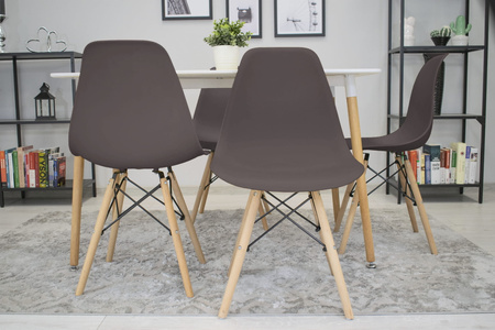 Ciemne krzesła OSAKA z tworzywa - Nowoczesne krzesła w kawowym kolorze (komplet 4)