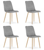 "Krzesło LAVA - jasny szary aksamit / nogi kolor drewna x 4"