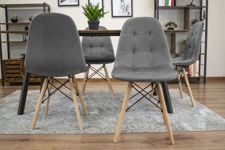 Ciemnoszare krzesła welurowe DUMO (zestaw 3szt) - Nowoczesne krzesła tapicerowane
