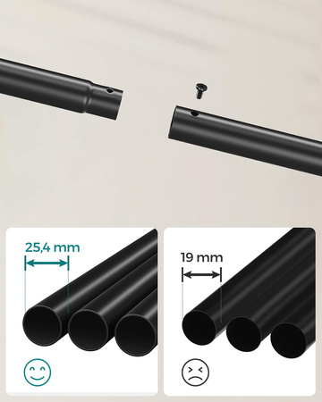 Czarny stojący wieszak na kółkach - Podwójny stojak na ubrania - SONGMICS HSR107B01