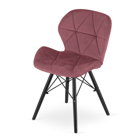 "Krzesło LAGO Aksamit - ciemny róż / nogi czarne x 2"