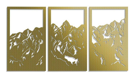 DEKORACYJNY PANEL AŻUROWY, GÓRY, DEKORACJA ŚCIENNA 3D, ORNAMENT, 80 x 150 cm, BIAŁY