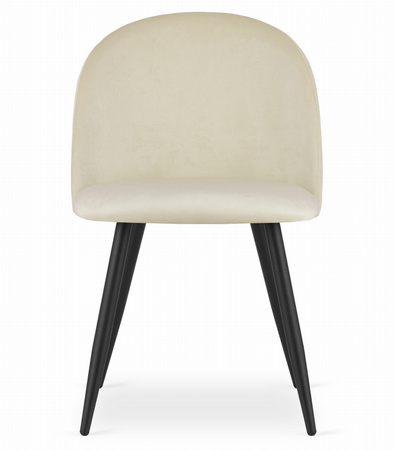 Beżowe krzesło BELLO do jadalni - Tapicerowane, jasne krzesło z profilowanym oparciem