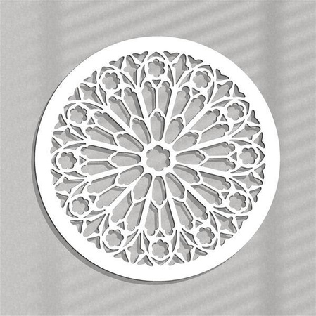 AŻUROWA ROZETA GOTYCKA,ROSE DU MIDI, DEKORACJA ŚCIENNA 3D, ORNAMENT,60 CM, ZŁOTY