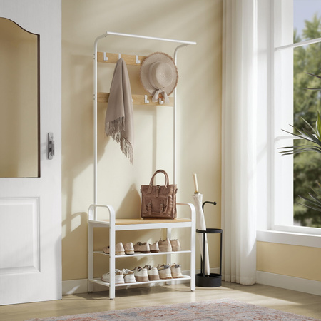 Biały stojący wieszak do przedpokoju - Garderoba (Dąb Sonoma) VASAGLE HSR040W11