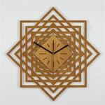 Nowoczesny zegar ścienny ŚWIĘTA GEOMETRIA 60x60 cm z ozdobną ażurową tarczą w kolorze naturalnego drewna, ORNAMENTI