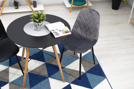 Tapicerowane krzesło ASTI - Ciemnoszare, welurowe krzesło z ozdobnym pikowaniem