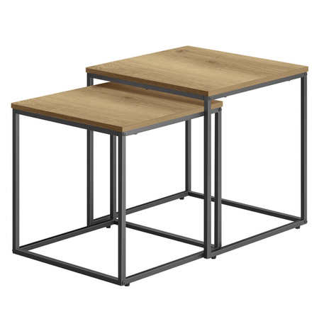 Zestaw 2 loftowych stolików kawowych - Kwadratowe stoliki kawowe do salonu