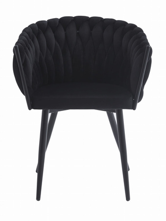 Czarne plecione krzesła ORION w stylu Glamour (2 sztuki) - Fotele typu Warkocz