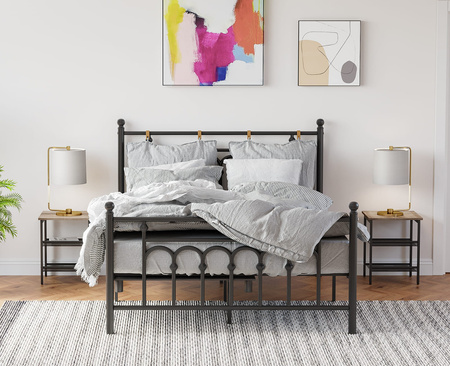 Loftowy stolik nocny - Kwadratowy stolik pomocniczy z dwiema półkami (Dąb Sonoma) VASAGLE LET023B11