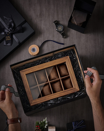 Drewniane pudełko na zegarki - Szkatułka na zegarki - SONGMICS JOW008K01