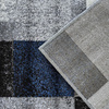 Nowoczesny dywan geometryczny szary z niebieskimi elementami OTTO 09 - 160x220 cm