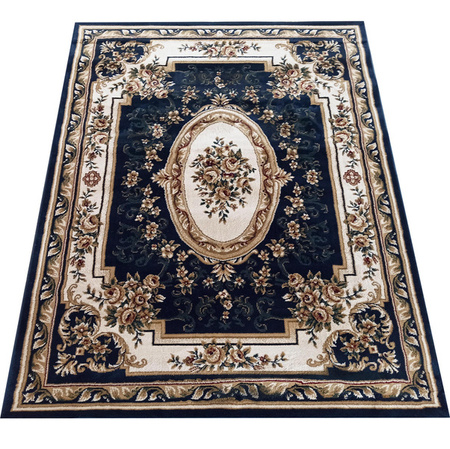 Granatowy dywan ekskluzywny klasyczny do salonu Rozeta Exclusive 04 N 300x400 cm