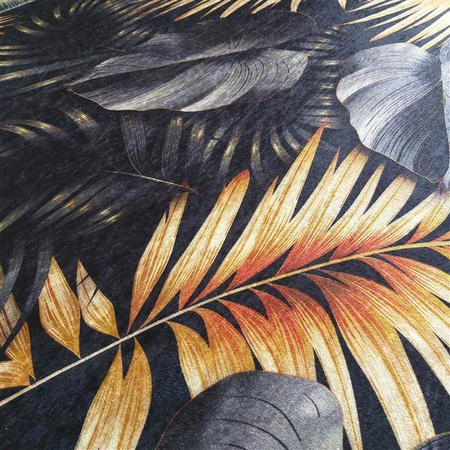 Dywan nowoczesny w złote lìście Black and Gold 06 czarny 80x150 cm