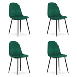 Krzesła ASTI z aksamitu - Wygodne, tapicerowane krzesła butelkowa zieleń (komplet 4)