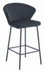 Hokery z oparciem GATTA - Nowoczesne, tapicerowane, czarne krzesła barowe x2