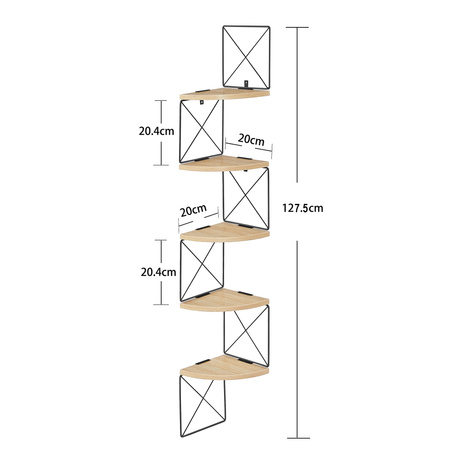 Narożna półka ścienna - Narożny regał Loft - Wisząca półka na książki (Dąb Sonoma) VASAGLE LLS851B11