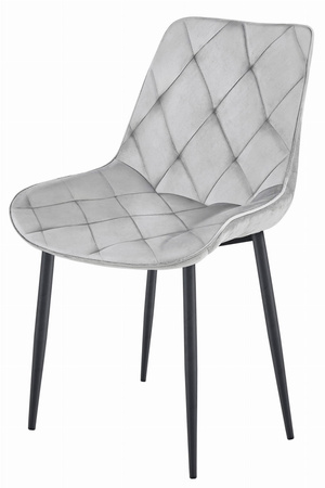 "Krzesło TOR - aksamit srebrno-szary / nogi czarne x 4"