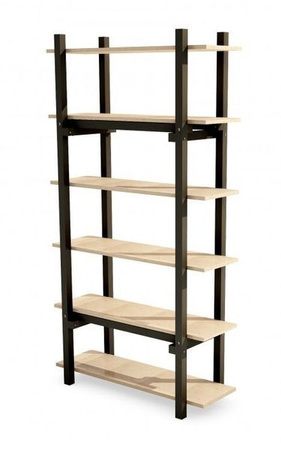 Szeroki, dwustronny regał nowoczesny - 6 półek na drewnianym stelażu [wys. 187 cm szer. 100 cm] REG-VERYSIMPL1-PRO
