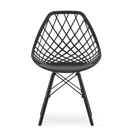 Czarne nowoczesne krzesło z tworzywa SAKAI - Ażurowe krzesło kuchenne