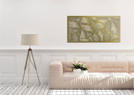 DEKORACYJNY PANEL AŻUROWY, LIŚCIE, DEKORACJA ŚCIENNA  3D, ORNAMENT 60 x 120 cm, CZARNY
