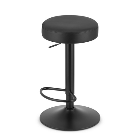 Tapicerowany stołek barowy ROJST - Czarny hoker z ekoskóry z regulacją wysokości