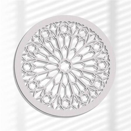 AŻUROWA ROZETA GOTYCKA,ROSE DU MIDI, DEKORACJA ŚCIENNA 3D, ORNAMENT,60 CM, BIAŁY