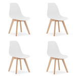 Skandynawskie białe krzesła z tworzywa na drewnianych nogach KITO (komplet 4 sztuk)