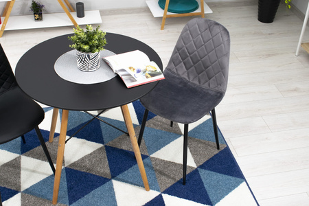 Tapicerowane krzesło ASTI - Ciemnoszare, welurowe krzesło z ozdobnym pikowaniem