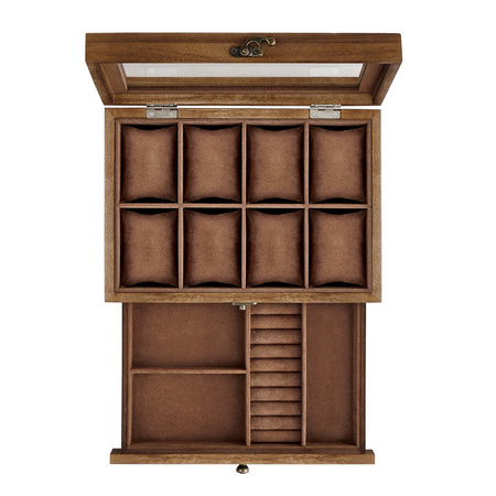 Drewniane pudełko na zegarki - Szkatułka na zegarki - SONGMICS JOW008K01