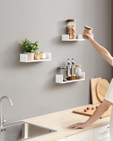 Białe wiszące półki ścienne - Zestaw 3 półek ściennych - SONGMICS - LWS40WT