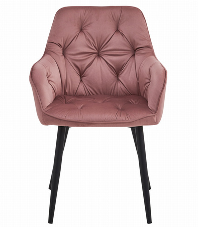 "Krzesło JORK - róż aksamit / nogi czarne x 2"
