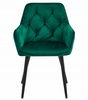 "Krzesło JORK - ciemna zieleń aksamit / nogi czarne x 2"