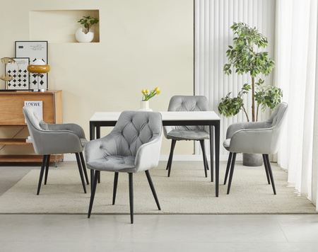 "Krzesło JORK - aksamit srebrno-szary / nogi czarne x 2"