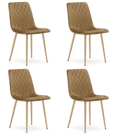 "Krzesło TURIN - brązowy aksamit / nogi kolor drewna x 4"