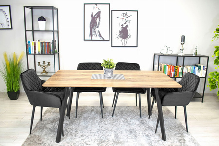 Czarne fotele do jadalni NOLA (2 sztuki) - Tapicerowane krzesła z podłokietnikami