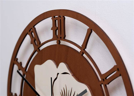 Zegar ścienny z tropikalnym motywem STORCZYKA w kolorze drewna, ORNAMENTI