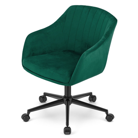 Biurowy fotel welurowy z aksamitu morska zieleń MINK - Obrotowe krzesło na kółkach