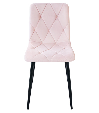 "Krzesło LIBRA - jasny róż aksamit / nogi czarne x 2"