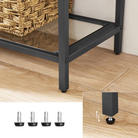 Czarny szklany regał do salonu Loft - Metalowa 5-poziomowa półka - VASAGLE LGT050B61