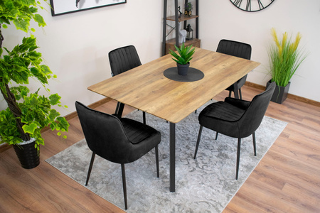 Czarne tapicerowane krzesła z bokami MONZA (3 sztuki) - Proste welurowe krzesła