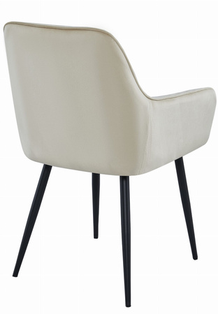 Tapicerowane krzesło SOLDEN - Beżowe, pokryte aksamitem krzesło z podłokietnikami