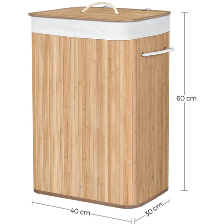 Bambusowy kosz na pranie 72l - Kosz na bieliznę - SONGMICS LCB10Y