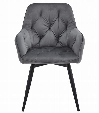 "Krzesło JORK360 - ciemny szary aksamit / nogi czarne x 2"