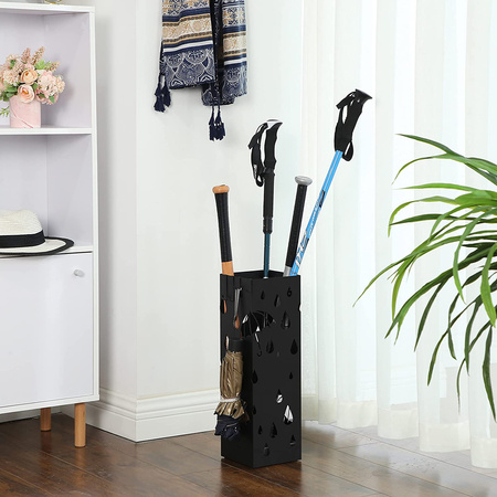 Czarny metalowy parasolnik - Nowoczesny stojak na parasole - SONGMICS LUC49B